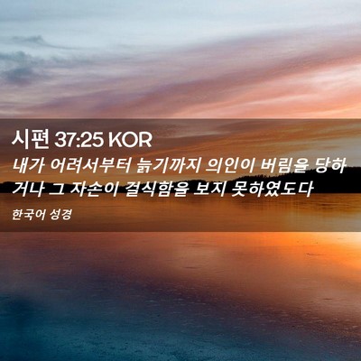 Picture 02 - 시편 37:25 KOR - 내가 어려서부터 늙기까지 의인이 - Bible Verse Picture