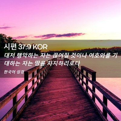 Picture 02 - 시편 37:9 KOR - 대저 행악하는 자는 끊어질 것이나 - Bible Verse Picture