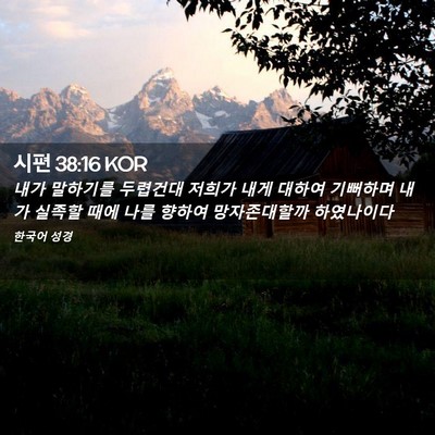Picture 02 - 시편 38:16 KOR - 내가 말하기를 두렵건대 저희가 내게 - Bible Verse Picture