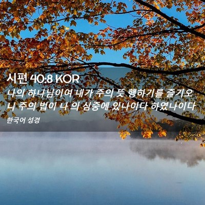 Picture 02 - 시편 40:8 KOR - 나의 하나님이여 내가 주의 뜻 - Bible Verse Picture