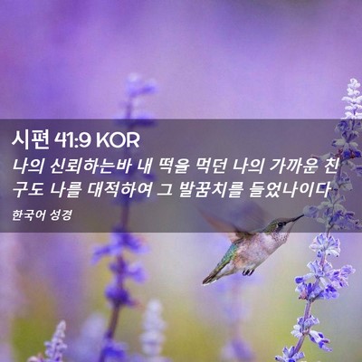 Picture 02 - 시편 41:9 KOR - 나의 신뢰하는바 내 떡을 먹던 나의 - Bible Verse Picture