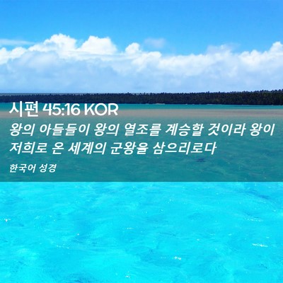Picture 02 - 시편 45:16 KOR - 왕의 아들들이 왕의 열조를 계승할 - Bible Verse Picture
