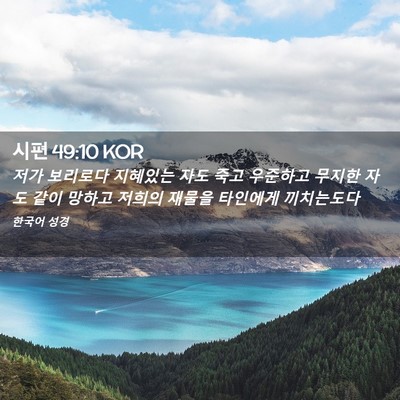 Picture 02 - 시편 49:10 KOR - 저가 보리로다 지혜있는 자도 죽고 - Bible Verse Picture