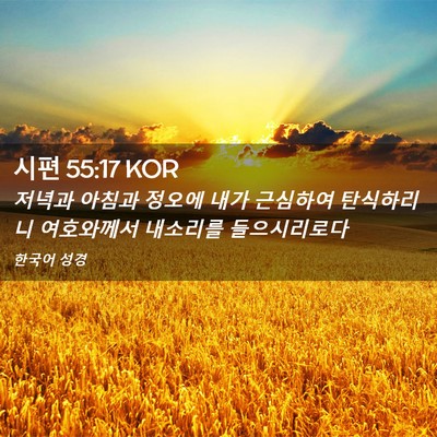Picture 02 - 시편 55:17 KOR - 저녁과 아침과 정오에 내가 근심하여 - Bible Verse Picture