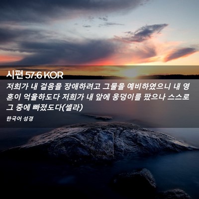 Picture 02 - 시편 57:6 KOR - 저희가 내 걸음을 장애하려고 그물을 - Bible Verse Picture