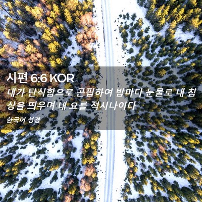 Picture 02 - 시편 6:6 KOR - 내가 탄식함으로 곤핍하여 밤마다 - Bible Verse Picture