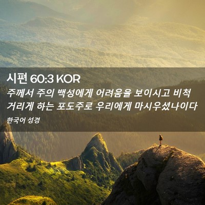 Picture 02 - 시편 60:3 KOR - 주께서 주의 백성에게 어려움을 - Bible Verse Picture