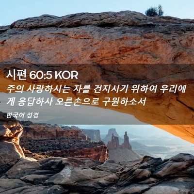 Picture 02 - 시편 60:5 KOR - 주의 사랑하시는 자를 건지시기 - Bible Verse Picture