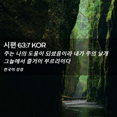 Picture 02 - 시편 63:7 KOR - 주는 나의 도움이 되셨음이라 내가 - Bible Verse Picture