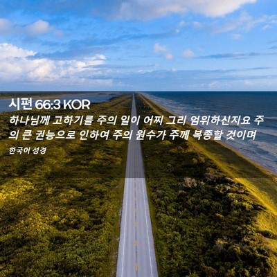 Picture 02 - 시편 66:3 KOR - 하나님께 고하기를 주의 일이 어찌 - Bible Verse Picture