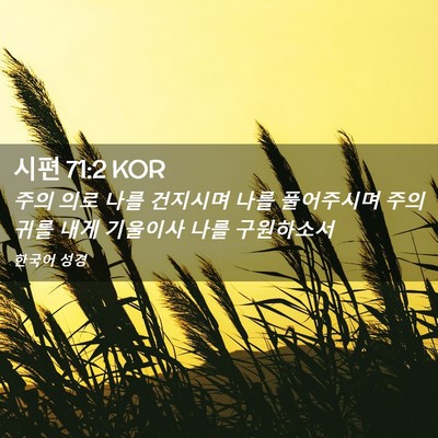 Picture 02 - 시편 71:2 KOR - 주의 의로 나를 건지시며 나를 - Bible Verse Picture