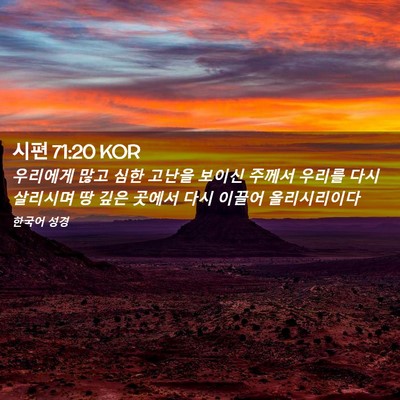 Picture 02 - 시편 71:20 KOR - 우리에게 많고 심한 고난을 보이신 - Bible Verse Picture