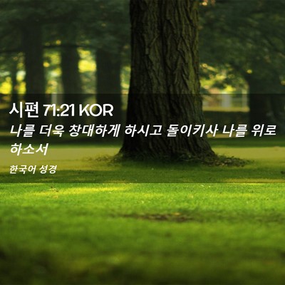 Picture 02 - 시편 71:21 KOR - 나를 더욱 창대하게 하시고 돌이키사 - Bible Verse Picture