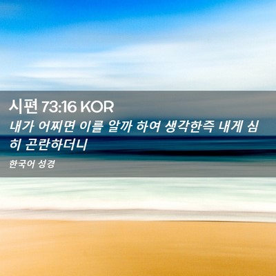 Picture 02 - 시편 73:16 KOR - 내가 어찌면 이를 알까 하여 - Bible Verse Picture
