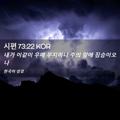 Picture 02 - 시편 73:22 KOR - 내가 이같이 우매 무지하니 주의 - Bible Verse Picture