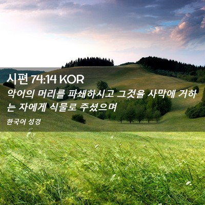 Picture 02 - 시편 74:14 KOR - 악어의 머리를 파쇄하시고 그것을 - Bible Verse Picture