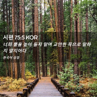Picture 02 - 시편 75:5 KOR - 너희 뿔을 높이 들지 말며 교만한 - Bible Verse Picture