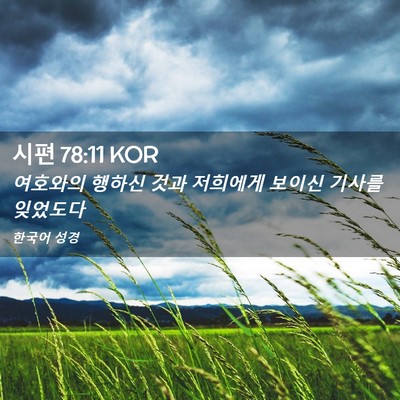 Picture 02 - 시편 78:11 KOR - 여호와의 행하신 것과 저희에게 - Bible Verse Picture