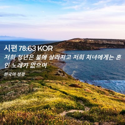 Picture 02 - 시편 78:63 KOR - 저희 청년은 불에 살라지고 저희 - Bible Verse Picture