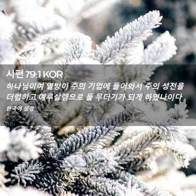 Picture 02 - 시편 79:1 KOR - 하나님이여 열방이 주의 기업에 - Bible Verse Picture