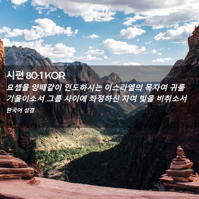 Picture 02 - 시편 80:1 KOR - 요셉을 양떼같이 인도하시는 - Bible Verse Picture