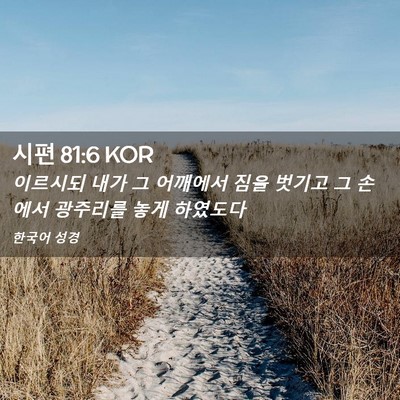 Picture 02 - 시편 81:6 KOR - 이르시되 내가 그 어깨에서 짐을 - Bible Verse Picture