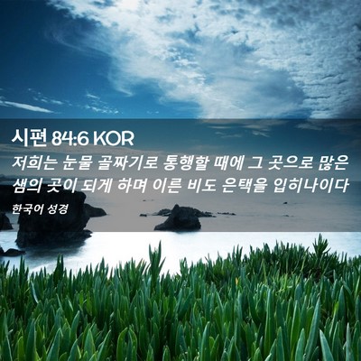 Picture 02 - 시편 84:6 KOR - 저희는 눈물 골짜기로 통행할 때에 - Bible Verse Picture
