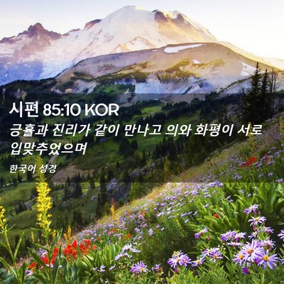 Picture 02 - 시편 85:10 KOR - 긍휼과 진리가 같이 만나고 의와 - Bible Verse Picture