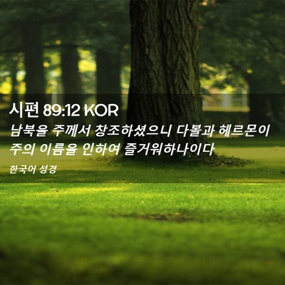 Picture 02 - 시편 89:12 KOR - 남북을 주께서 창조하셨으니 다볼과 - Bible Verse Picture