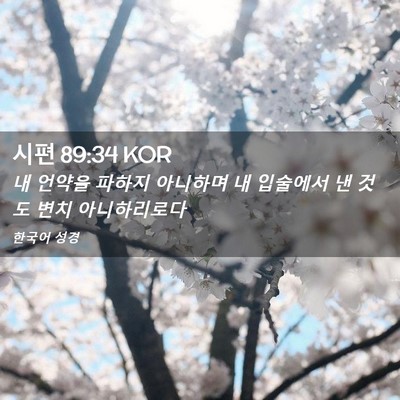 Picture 02 - 시편 89:34 KOR - 내 언약을 파하지 아니하며 내 - Bible Verse Picture