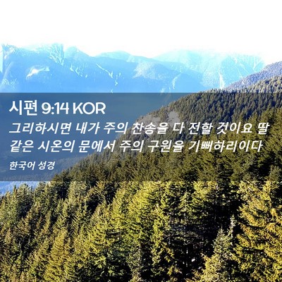 Picture 02 - 시편 9:14 KOR - 그리하시면 내가 주의 찬송을 다 - Bible Verse Picture