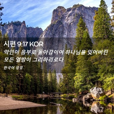 Picture 02 - 시편 9:17 KOR - 악인이 음부로 돌아감이여 하나님을 - Bible Verse Picture