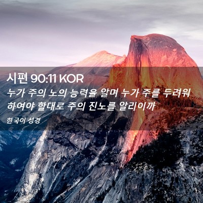 Picture 02 - 시편 90:11 KOR - 누가 주의 노의 능력을 알며 누가 - Bible Verse Picture