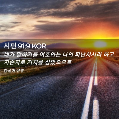 Picture 02 - 시편 91:9 KOR - 네가 말하기를 여호와는 나의 - Bible Verse Picture