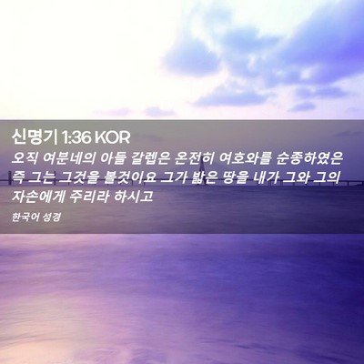 Picture 02 - 신명기 1:36 KOR - 오직 여분네의 아들 갈렙은 온전히 - Bible Verse Picture