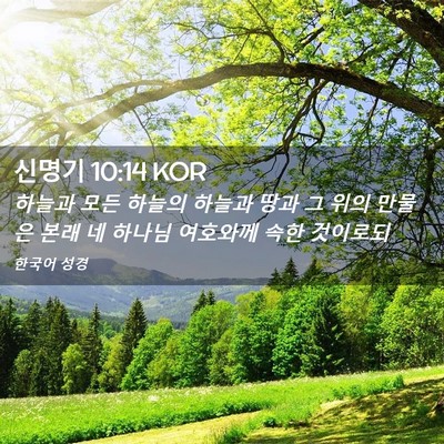 Picture 02 - 신명기 10:14 KOR - 하늘과 모든 하늘의 하늘과 땅과 그 - Bible Verse Picture
