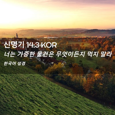 Picture 02 - 신명기 14:3 KOR - 너는 가증한 물건은 무엇이든지 먹지 - Bible Verse Picture