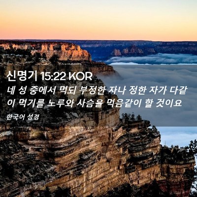 Picture 02 - 신명기 15:22 KOR - 네 성 중에서 먹되 부정한 자나 정한 - Bible Verse Picture