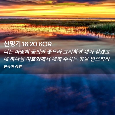 Picture 02 - 신명기 16:20 KOR - 너는 마땅히 공의만 좇으라 그리하면 - Bible Verse Picture