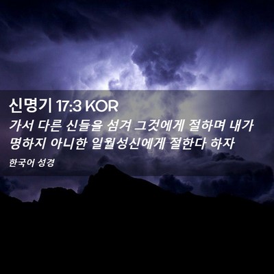 Picture 02 - 신명기 17:3 KOR - 가서 다른 신들을 섬겨 그것에게 - Bible Verse Picture