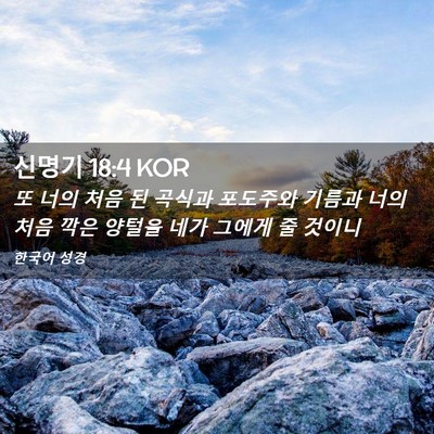 Picture 02 - 신명기 18:4 KOR - 또 너의 처음 된 곡식과 포도주와 - Bible Verse Picture