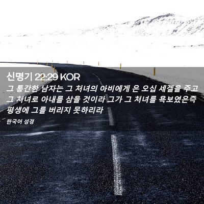 Picture 02 - 신명기 22:29 KOR - 그 통간한 남자는 그 처녀의 - Bible Verse Picture