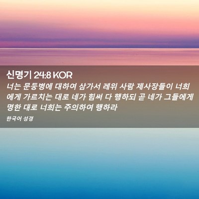 Picture 02 - 신명기 24:8 KOR - 너는 문둥병에 대하여 삼가서 레위 - Bible Verse Picture