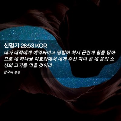 Picture 02 - 신명기 28:53 KOR - 네가 대적에게 에워싸이고 맹렬히 - Bible Verse Picture