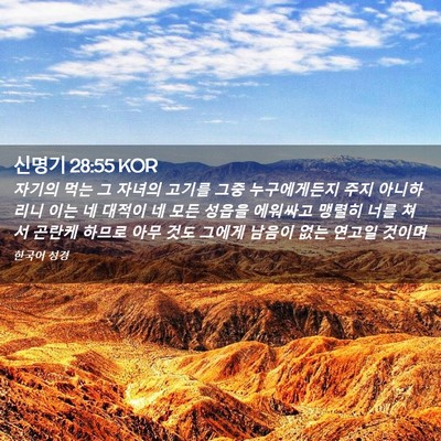 Picture 02 - 신명기 28:55 KOR - 자기의 먹는 그 자녀의 고기를 그중 - Bible Verse Picture