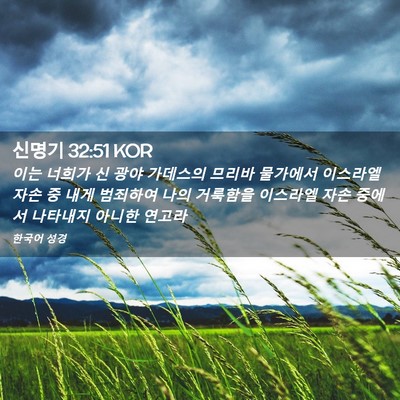 Picture 02 - 신명기 32:51 KOR - 이는 너희가 신 광야 가데스의 - Bible Verse Picture