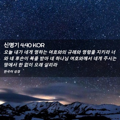 Picture 02 - 신명기 4:40 KOR - 오늘 내가 네게 명하는 여호와의 - Bible Verse Picture