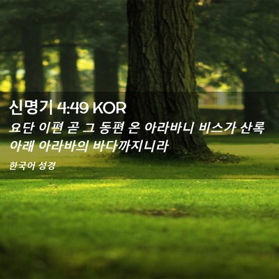 Picture 02 - 신명기 4:49 KOR - 요단 이편 곧 그 동편 온 아라바니 - Bible Verse Picture