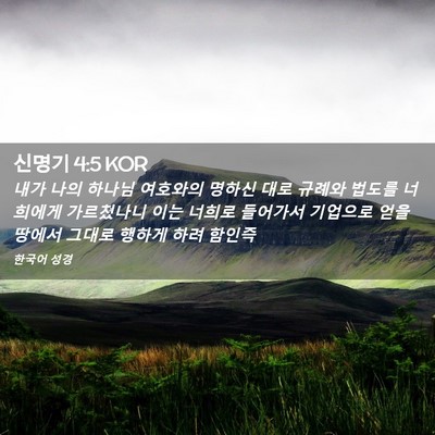 Picture 02 - 신명기 4:5 KOR - 내가 나의 하나님 여호와의 명하신 - Bible Verse Picture