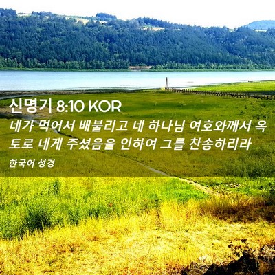 Picture 02 - 신명기 8:10 KOR - 네가 먹어서 배불리고 네 하나님 - Bible Verse Picture